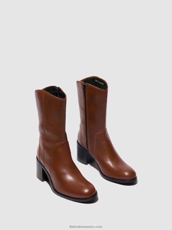 coñac 2LT8B74 botines con cremallera asta914 Fly London mujer
