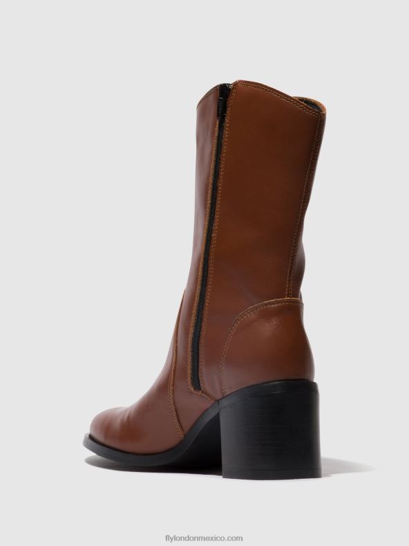coñac 2LT8B74 botines con cremallera asta914 Fly London mujer