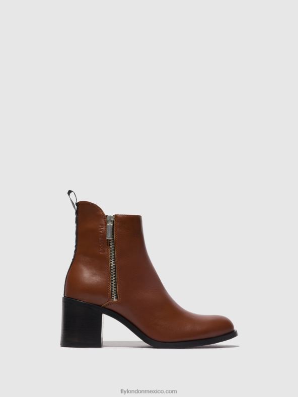 coñac 2LT8B79 botines con cremallera ader912 Fly London mujer