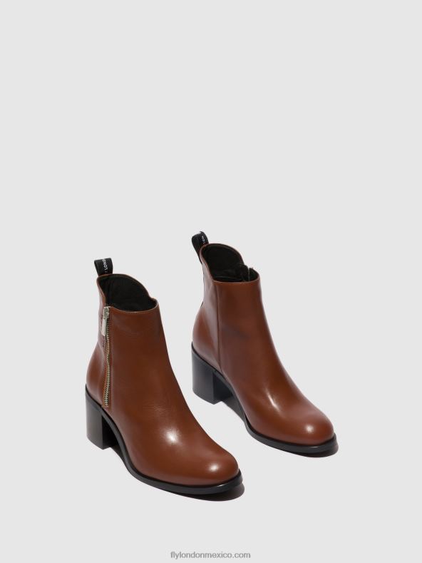 coñac 2LT8B79 botines con cremallera ader912 Fly London mujer