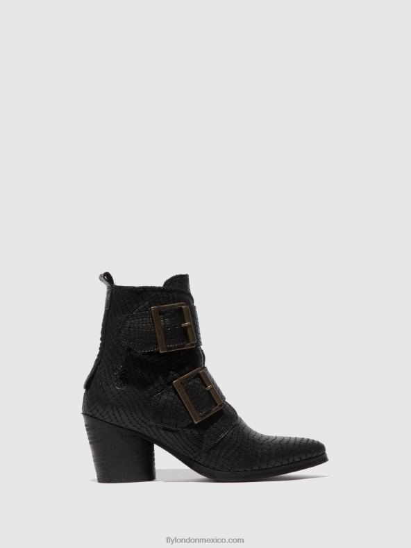 cocodrilo negro 2LT8B243 botines hebilla aria827 Fly London mujer