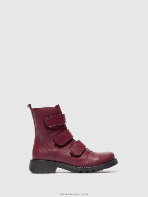 cuero vino (negro) 2LT8B191 botines velcro rach790 Fly London mujer