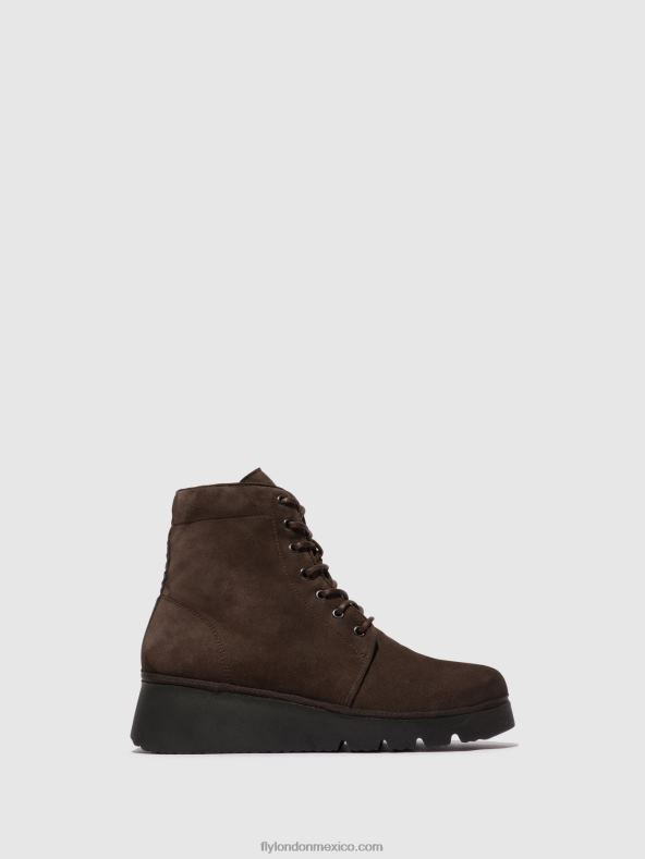 dk gris pardo 2LT8B94 botines con cordones pall404 Fly London mujer