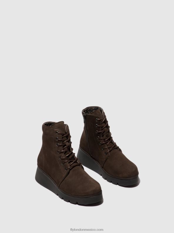 dk gris pardo 2LT8B94 botines con cordones pall404 Fly London mujer