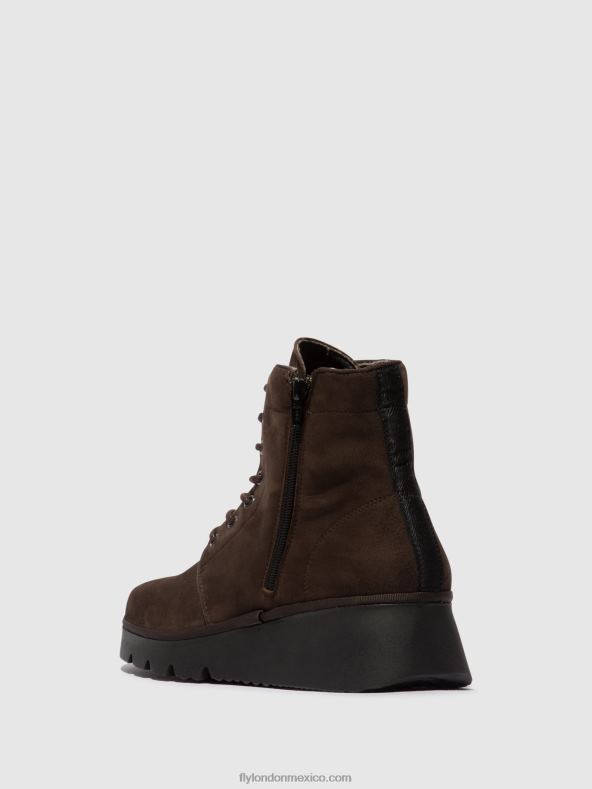 dk gris pardo 2LT8B94 botines con cordones pall404 Fly London mujer