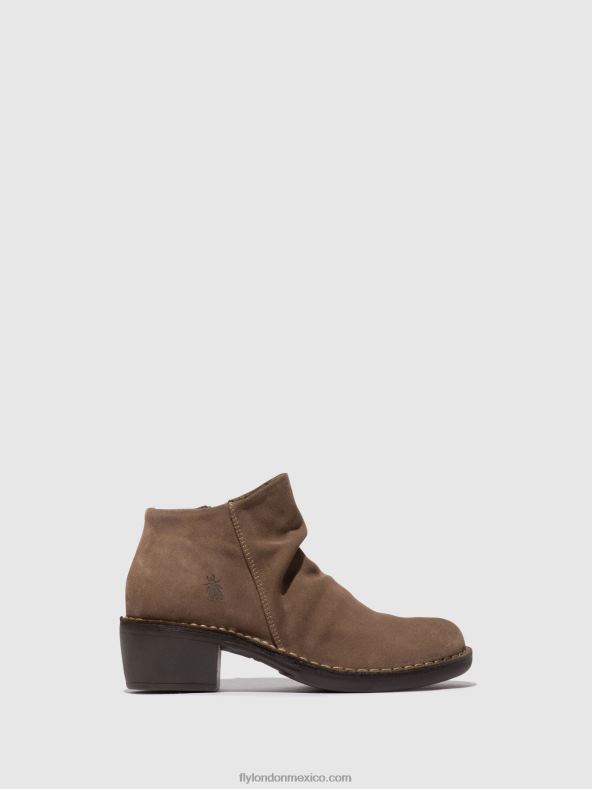 gris pardo 2LT8B53 botines con cremallera merk093 Fly London mujer