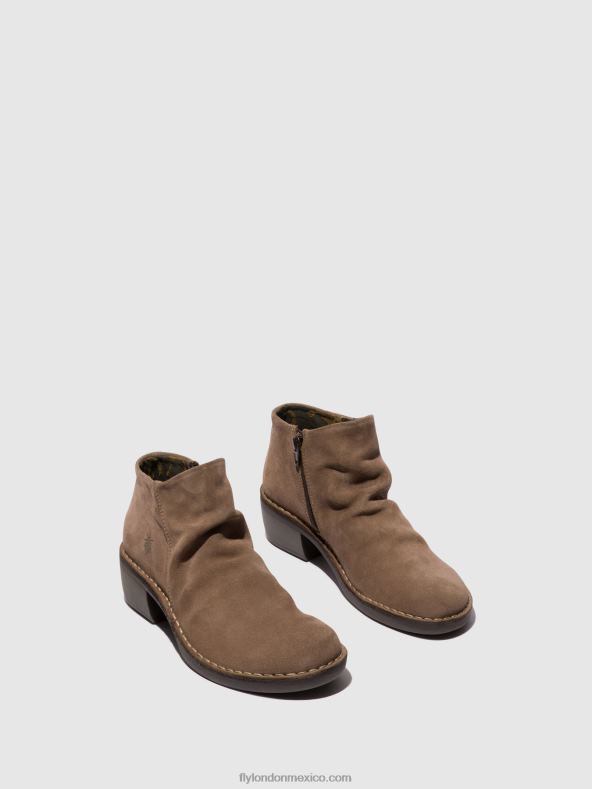 gris pardo 2LT8B53 botines con cremallera merk093 Fly London mujer