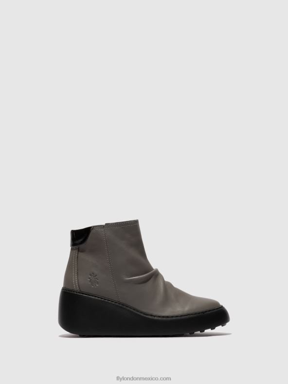 gris (suela negra) 2LT8B23 botines con cremallera dabe461 Fly London mujer