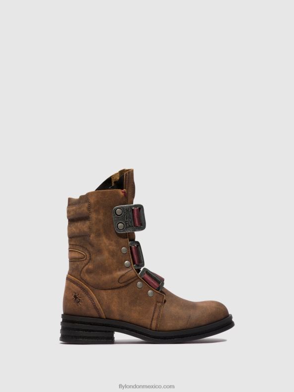 marrón 2LT8B157 botines con hebilla kiff682 Fly London mujer