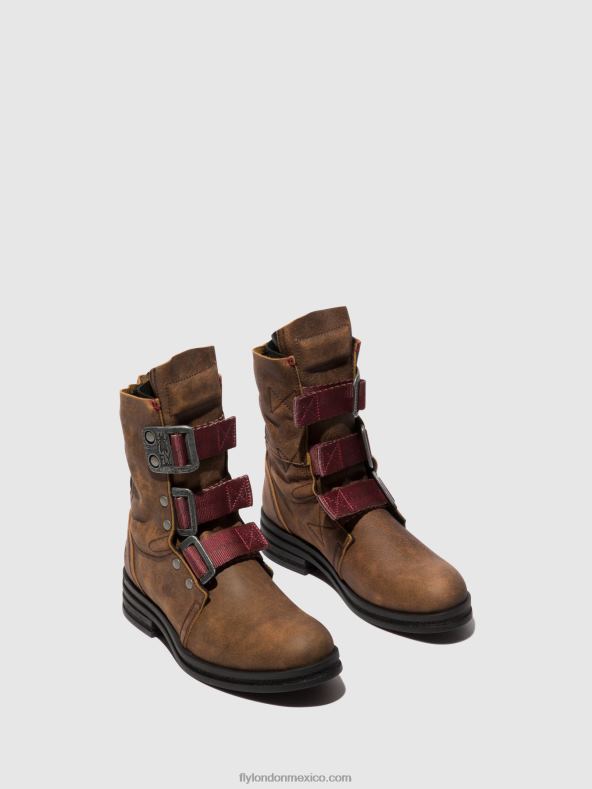 marrón 2LT8B157 botines con hebilla kiff682 Fly London mujer