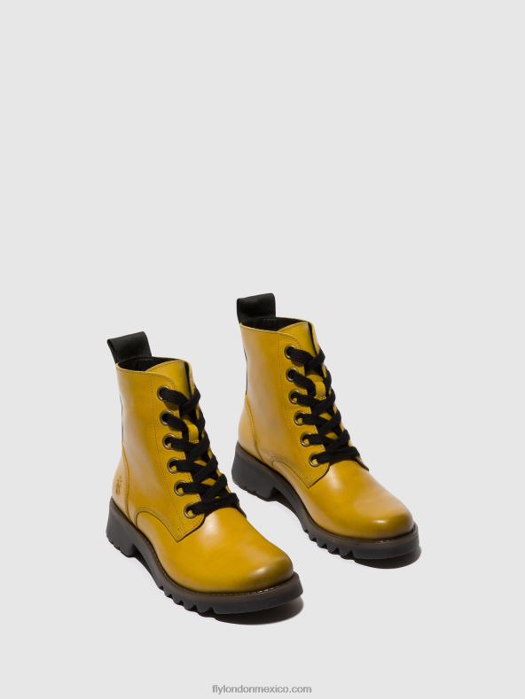 mostaza 2LT8B96 botines con cordones ragi539 Fly London mujer