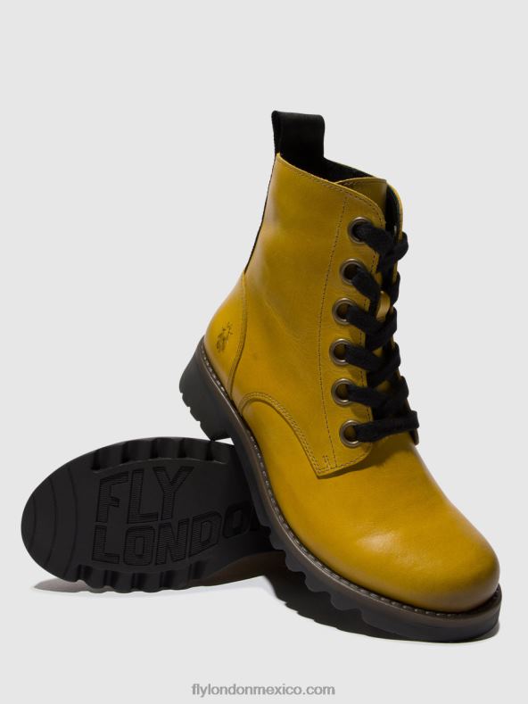mostaza 2LT8B96 botines con cordones ragi539 Fly London mujer