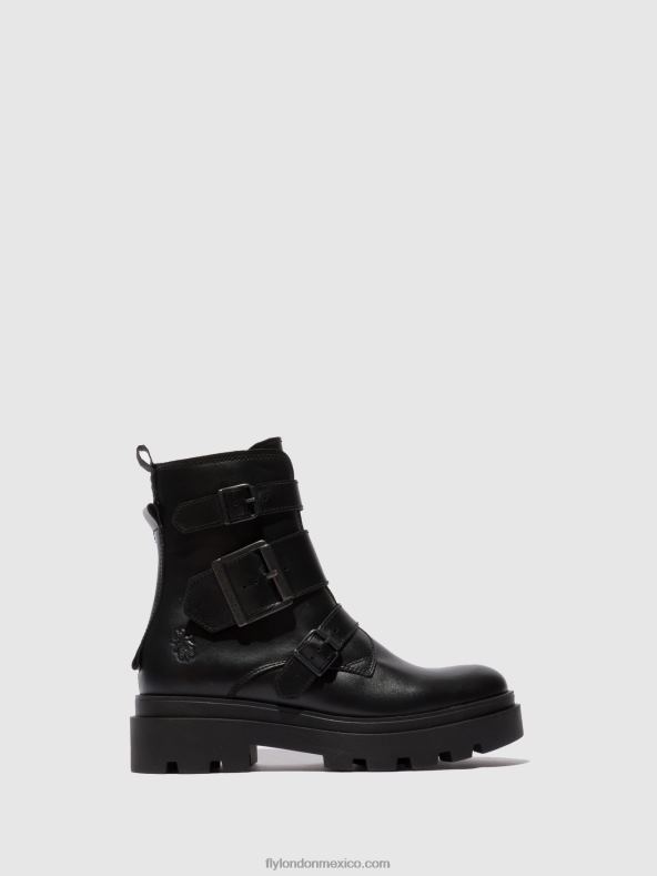 napa negra 2LT8B241 botines hebilla jeda817 Fly London mujer