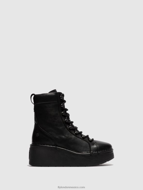 negro 2LT8B102 botines con cordones hand247 Fly London mujer