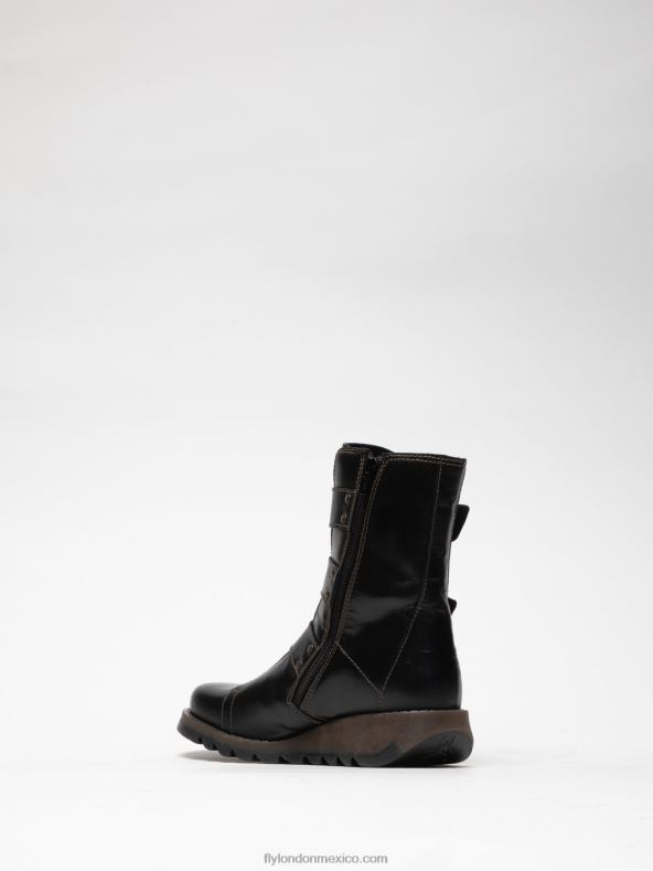negro 2LT8B18 botines de piel con hebilla Fly London mujer