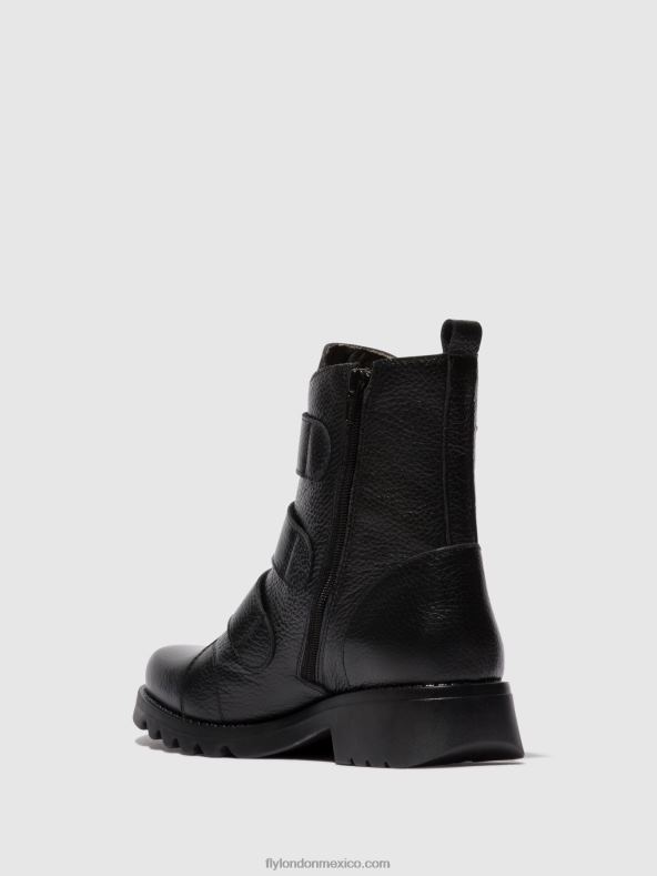 negro 2LT8B81 botines velcro rach790 Fly London mujer