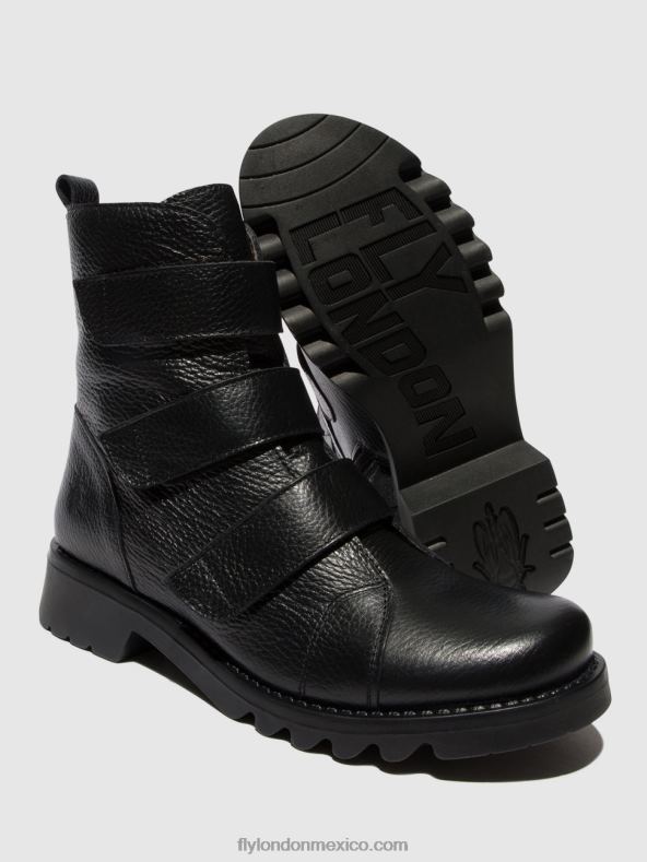 negro 2LT8B81 botines velcro rach790 Fly London mujer
