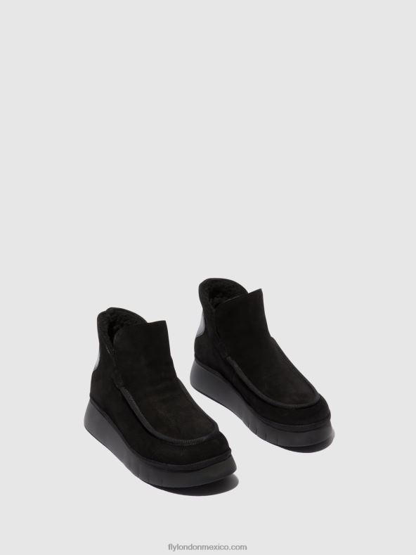 negro 2LT8B82 botines punta redonda coze348 Fly London mujer
