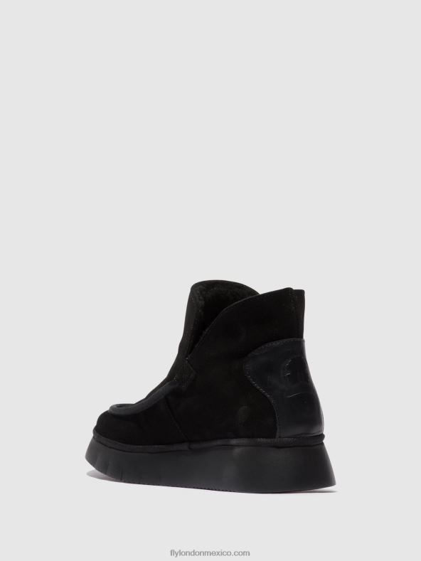 negro 2LT8B82 botines punta redonda coze348 Fly London mujer