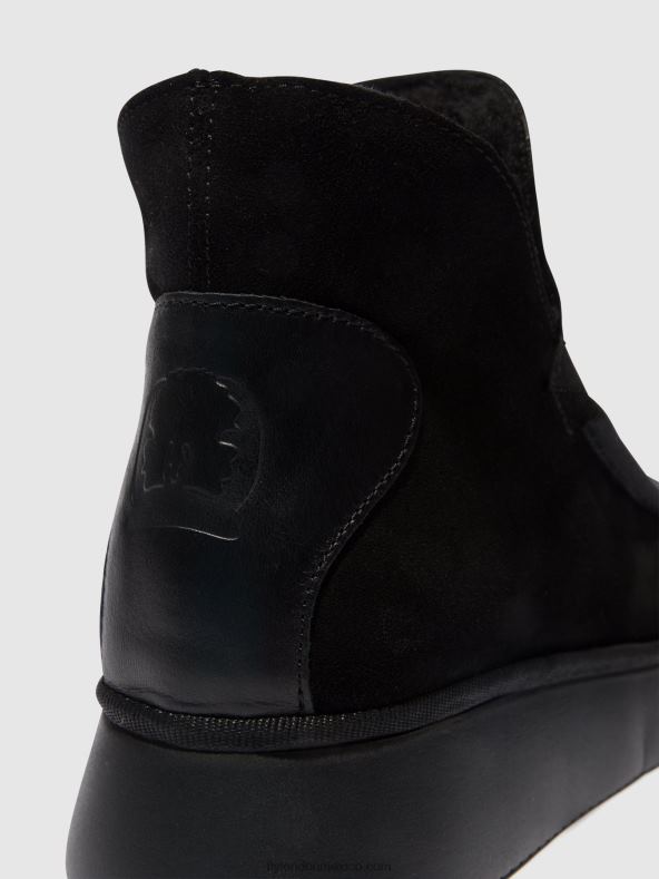 negro 2LT8B82 botines punta redonda coze348 Fly London mujer
