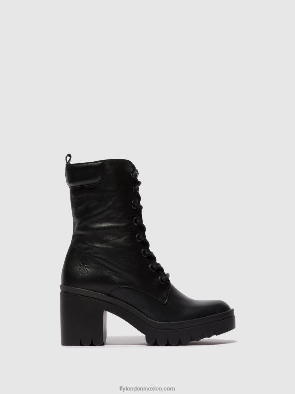 negro 2LT8B85 botines con cordones tiel642 Fly London mujer