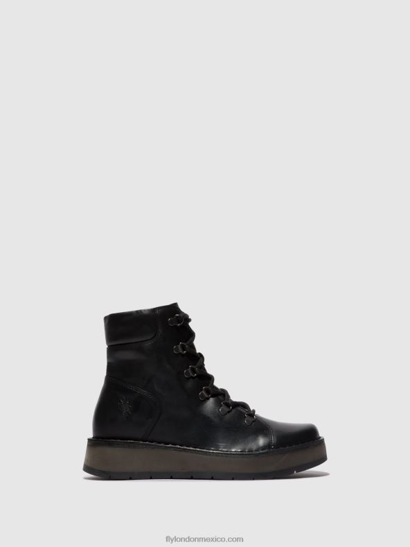 negro 2LT8B87 botines con cordones roxy094 Fly London mujer