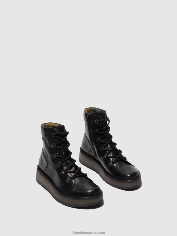 negro 2LT8B87 botines con cordones roxy094 Fly London mujer