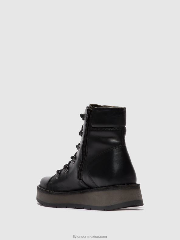 negro 2LT8B87 botines con cordones roxy094 Fly London mujer