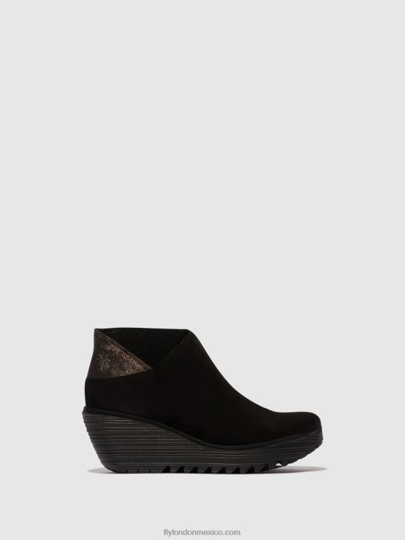 negro/grafito 2LT8B35 botines con cremallera yego400 Fly London mujer