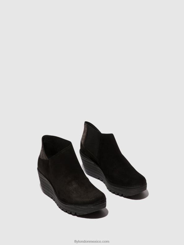 negro/grafito 2LT8B35 botines con cremallera yego400 Fly London mujer