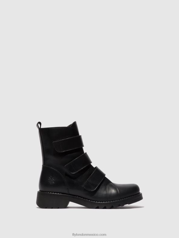 negro (todo negro) 2LT8B19 botines velcro rach790 Fly London mujer