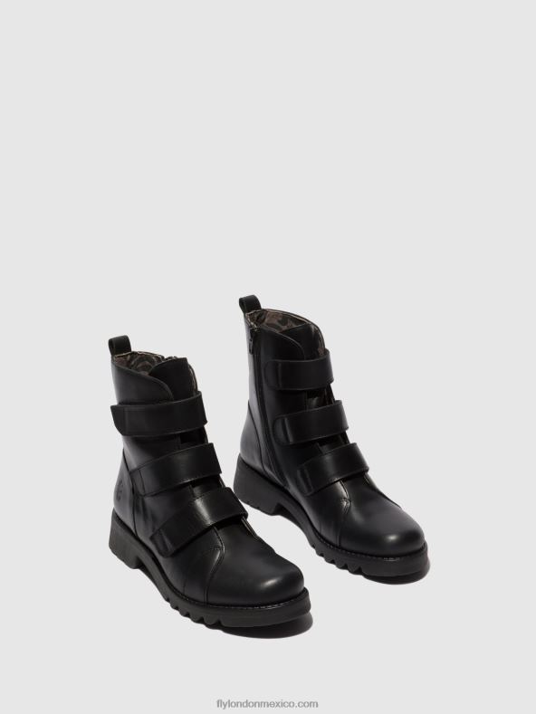 negro (todo negro) 2LT8B19 botines velcro rach790 Fly London mujer