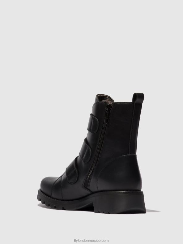 negro (todo negro) 2LT8B19 botines velcro rach790 Fly London mujer