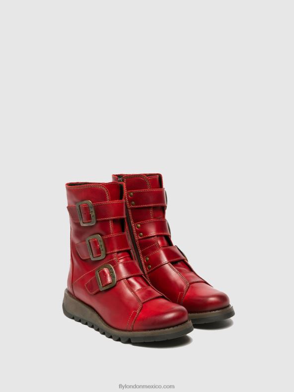 rojo 2LT8B265 botines hebilla scop110 Fly London mujer