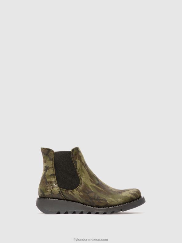 salv camuflaje verde militar 2LT8B218 botines chelsea Fly London mujer