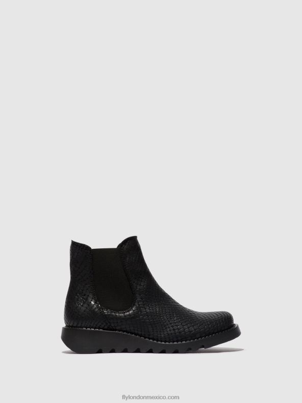 salv croco negro 2LT8B14 botines chelsea Fly London mujer