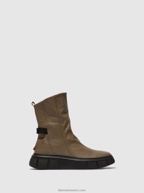taupe (suela negra) 2LT8B60 botines con cremallera esen485 Fly London mujer