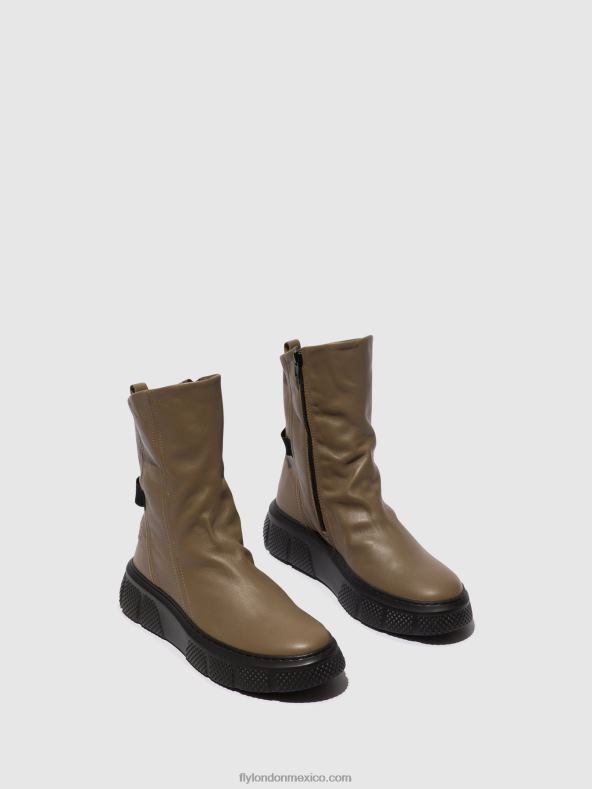 taupe (suela negra) 2LT8B60 botines con cremallera esen485 Fly London mujer