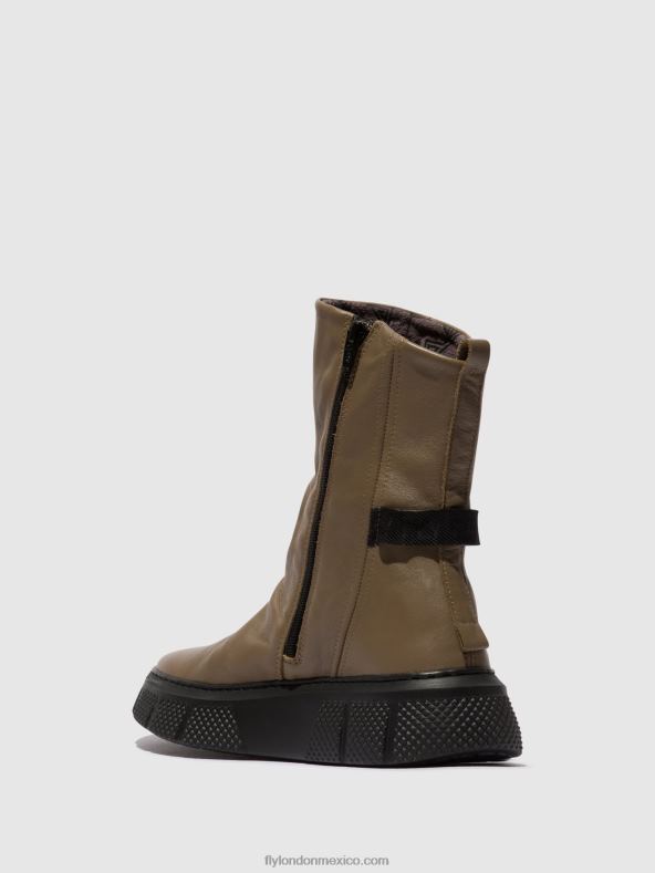 taupe (suela negra) 2LT8B60 botines con cremallera esen485 Fly London mujer