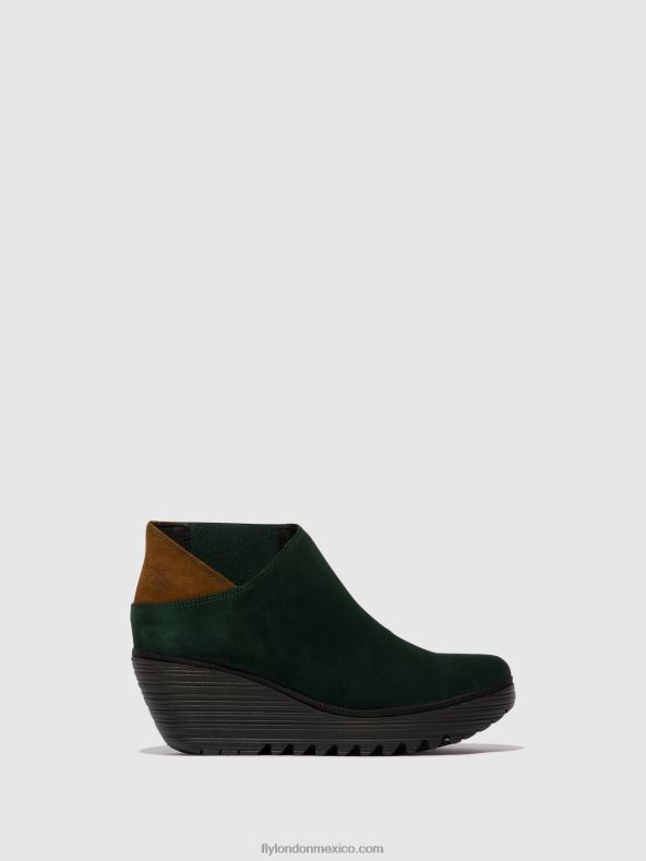 verde bosque/camello 2LT8B30 botines con cremallera yego400 Fly London mujer