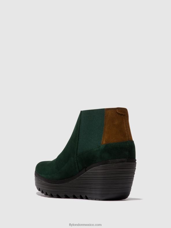 verde bosque/camello 2LT8B30 botines con cremallera yego400 Fly London mujer