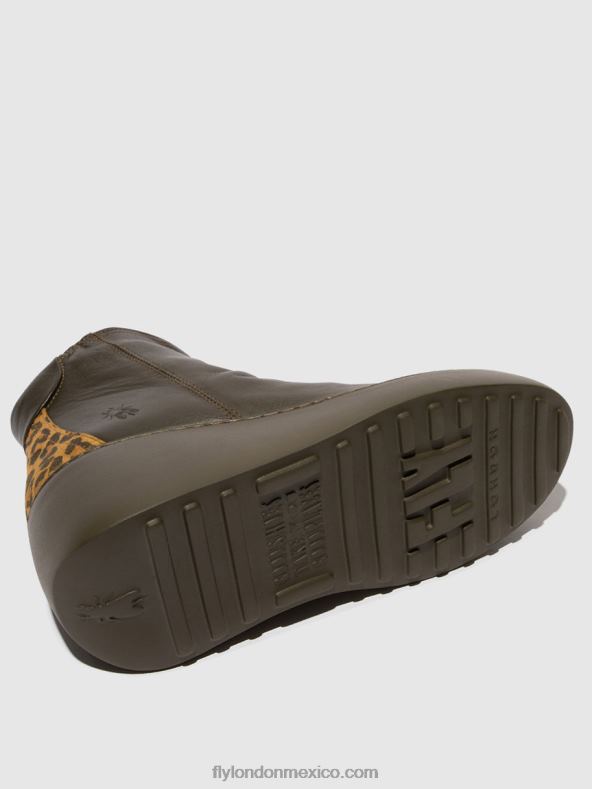 verde oscuro/tostado 2LT8B24 botines con cremallera dabe461 Fly London mujer