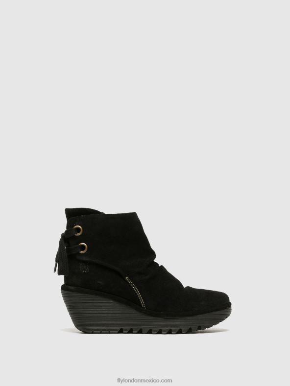 yama ante negro 2LT8B17 botines cuña Fly London mujer