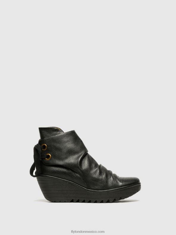 yama negro 2LT8B16 botines cuña Fly London mujer