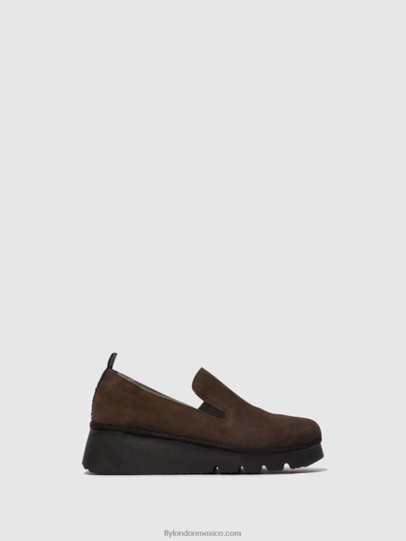 dk gris pardo 2LT8B667 zapatos sin cordones pece406 Fly London mujer