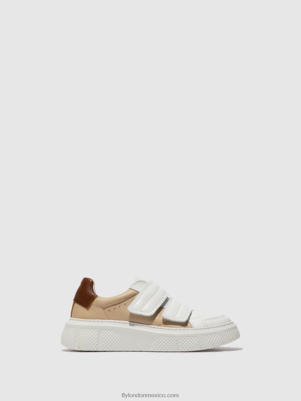 blanco/beige/coñac 2LT8B751 zapatillas velcro edda513 Fly London mujer