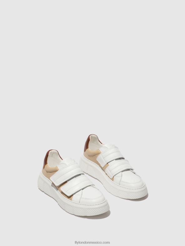 blanco/beige/coñac 2LT8B751 zapatillas velcro edda513 Fly London mujer