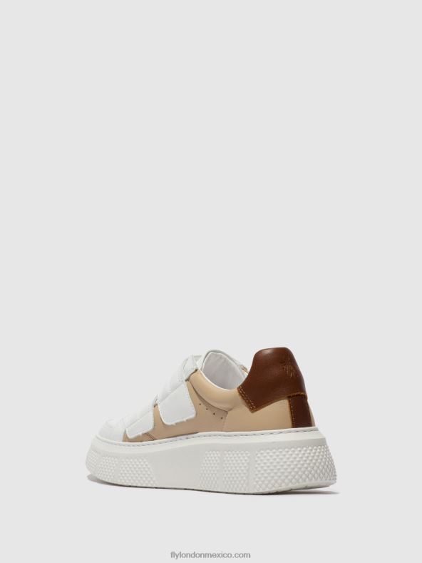 blanco/beige/coñac 2LT8B751 zapatillas velcro edda513 Fly London mujer