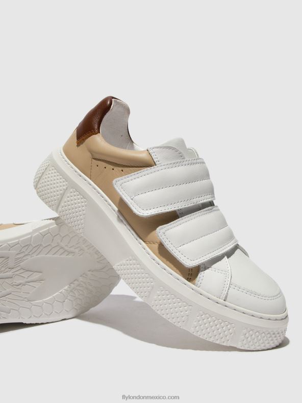 blanco/beige/coñac 2LT8B751 zapatillas velcro edda513 Fly London mujer