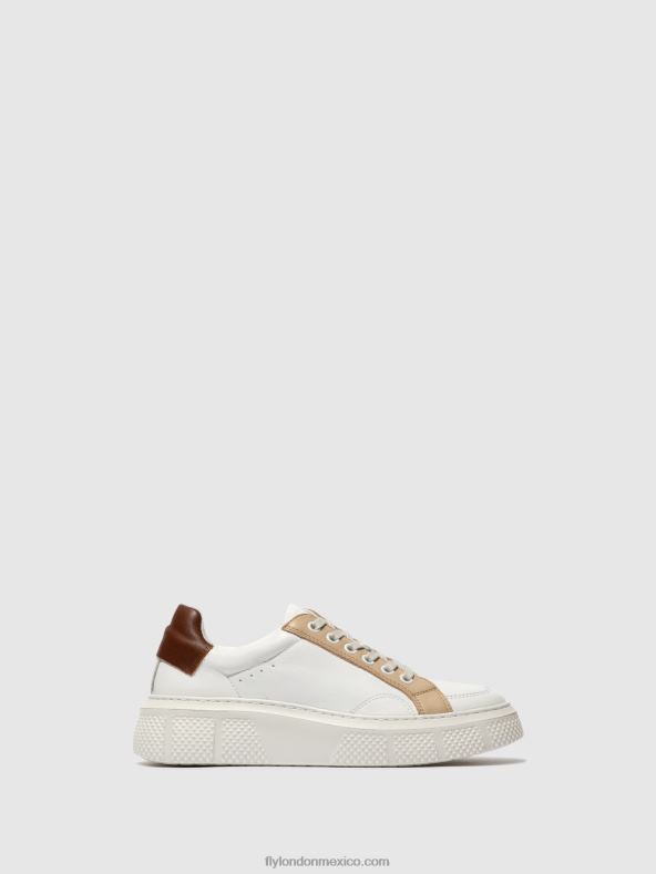 blanco/beige/coñac 2LT8B757 zapatillas con cordones emmy510 Fly London mujer